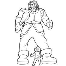 Disegno Orco davanti a un bambino piccolo da colorare Disegno Orco davanti a un bambino piccolo da colorare