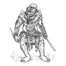 Disegno Orco guerriero con due lame curve da colorare Disegno Orco guerriero con due lame curve da colorare