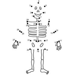Disegno Scheletro da unire con i puntini da colorare