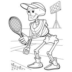 Disegno Scheletro che gioca a tennis da colorare