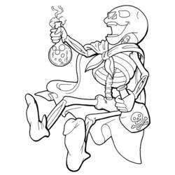 Disegno Scheletro pirata con una fiala fumante da colorare