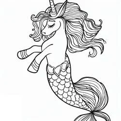 Disegno Unicorno Sirena che nuota con grazia da colorare Disegno Unicorno Sirena che nuota con grazia da colorare