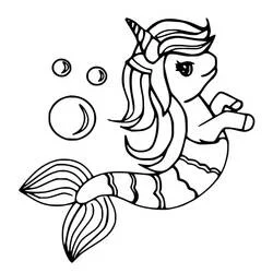 Disegno Unicorno Sirena che nuota tra le bolle da colorare Disegno Unicorno Sirena che nuota tra le bolle da colorare