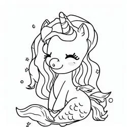 Disegno Unicorno Sirena seduto con la coda di pesce da colorare Disegno Unicorno Sirena seduto con la coda di pesce da colorare