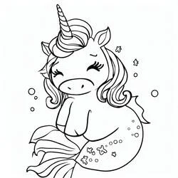 Disegno Unicorno Sirena a riposo con gli occhi chiusi da colorare Disegno Unicorno Sirena a riposo con gli occhi chiusi da colorare