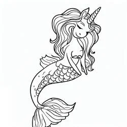 Disegno Unicorno Sirena che fluttua con la criniera ondulata da colorare Disegno Unicorno Sirena che fluttua con la criniera ondulata da colorare