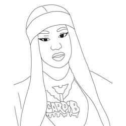 Disegno Cardi B in ritratto con bandana da colorare