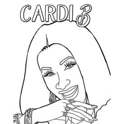 Disegno Cardi B in ritratto da vicino da colorare