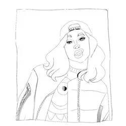 Disegno Cardi B con capelli ondulati e fascia da colorare