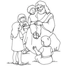 Disegno Gesù circondato dai bambini da colorare