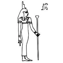Disegno Iside dea egizia con bastone e ankh da colorare