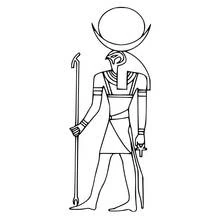 Disegno Horus con bastone e simbolo ankh da colorare