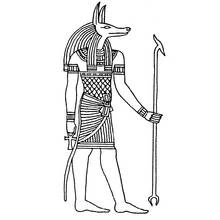 Disegno Anubi con un bastone e un ankh da colorare