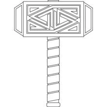 Disegno Martello di Mjolnir con motivo geometrico da colorare