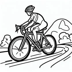 Disegno Ciclista su una strada di montagna da colorare
