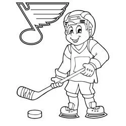 Disegno Giovane giocatore di hockey con bastone e disco da colorare Disegno Giovane giocatore di hockey con bastone e disco da colorare