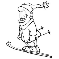 Disegno Sciatore con grande sorriso da colorare