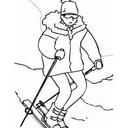 Disegno Sciatore che scende un pendio innevato da colorare