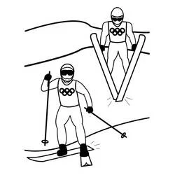 Disegno Sciatori olimpici in salto e in discesa da colorare