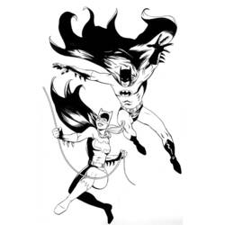 Disegno Batgirl e Batman in volo d'azione da colorare Disegno Batgirl e Batman in volo d'azione da colorare