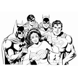 Disegno Batgirl con Batman, Superman, Wonder Woman e Robin da colorare Disegno Batgirl con Batman, Superman, Wonder Woman e Robin da colorare