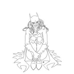 Disegno Batgirl accovacciata con il mantello aperto da colorare Disegno Batgirl accovacciata con il mantello aperto da colorare