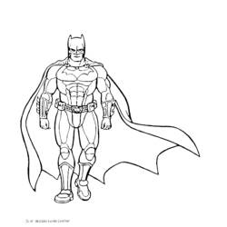 Disegno Batman in piedi con la sua tuta blindata da colorare