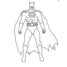 Disegno Batman in piedi con il suo mantello da colorare