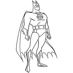 Disegno Batman in piedi con mantello e cappuccio da colorare