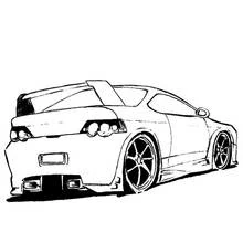 Disegno Auto sportiva tuning vista da dietro da colorare
