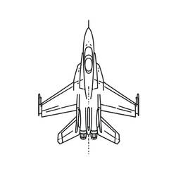 Disegno Caccia con cabina e due motori posteriori da colorare