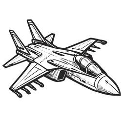 Disegno Caccia a doppia coda in vista aerea da colorare