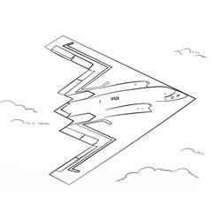 Disegno Northrop B-2 Spirit in volo tra le nuvole da colorare