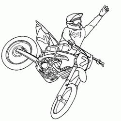 Disegno Motocross pilota in acrobazia aerea da colorare