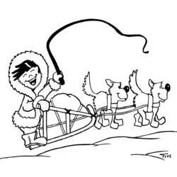 Slitta Trainata da Cani - Disegni da colorare gratuiti Slitta Trainata da Cani - Disegni da colorare gratuiti
