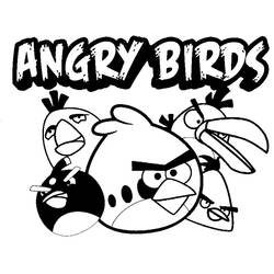 Disegno Angry Birds gruppo con logo da colorare