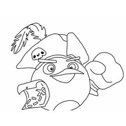 Disegno Angry Birds pirata con mappa del tesoro da colorare