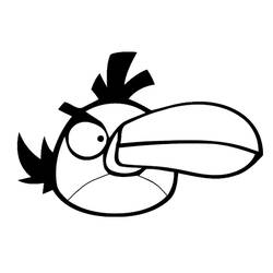 Disegno Angry Birds uccello con becco lungo e sguardo furioso da colorare