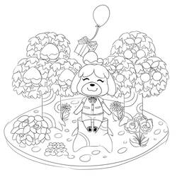 Disegno Isabelle in piedi tra gli alberi da frutto da colorare