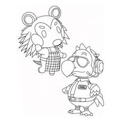 Disegno Mabel e Wilbur di Animal Crossing da colorare