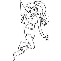 Disegno Julie Makimoto in volo con una carta Bakugan da colorare