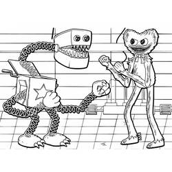 Disegno Boxy Boo davanti a Huggy Wuggy da colorare