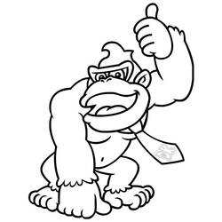 Disegno Donkey Kong con il pollice in su da colorare