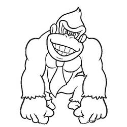 Disegno Donkey Kong con un largo sorriso da colorare