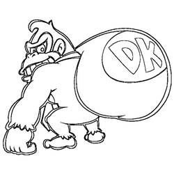 Disegno Donkey Kong in piedi con pugno chiuso da colorare