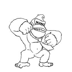 Disegno Donkey Kong in piedi con i pugni chiusi da colorare