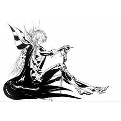 Disegno Final Fantasy guerriero oscuro seduto con spada da colorare