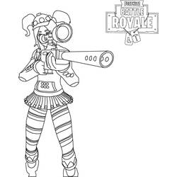 Disegno Personaggio di Fortnite che punta un fucile da cecchino da colorare