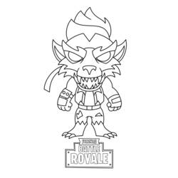 Disegno Fortnite personaggio lupo in posizione minacciosa da colorare