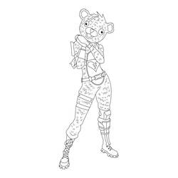 Disegno Fortnite personaggio con testa da orso in posa da colorare